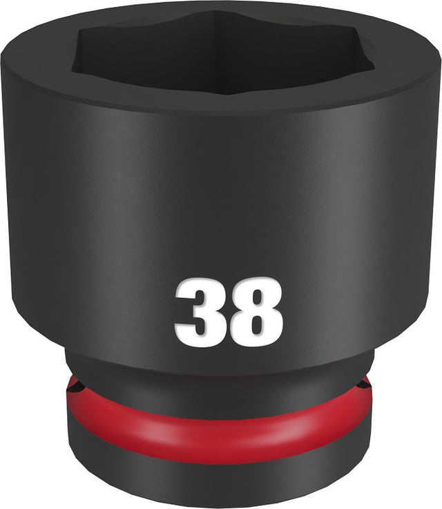 Milwaukee SHOCKWAVE Impact Duty 49-66-6376 Impact Socket, 38 mm Socket, Standard D Socket, 90 mm OAL, 3/4 in Drive, 1/PK