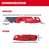 Milwaukee FASTBACK 48-22-1501 Folding Utility Knife, 1.27 in L Blade, 0.02 in W Blade, Steel Blade, 1-Blade, Red Handle