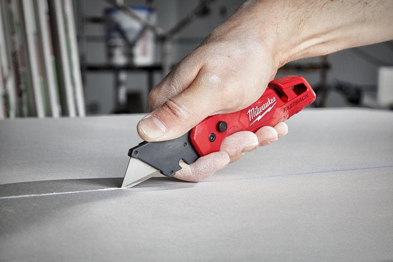 Milwaukee FASTBACK 48-22-1501 Folding Utility Knife, 1.27 in L Blade, 0.02 in W Blade, Steel Blade, 1-Blade, Red Handle