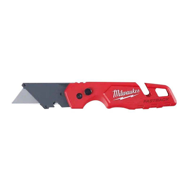 Milwaukee FASTBACK 48-22-1501 Folding Utility Knife, 1.27 in L Blade, 0.02 in W Blade, Steel Blade, 1-Blade, Red Handle