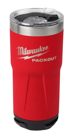 Milwaukee PACKOUT Series 48-82-8392R Tumbler, 20 oz Capacity, Sliding Magnetic Lid, Metal, Red, Insulated