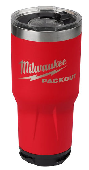 Milwaukee PACKOUT Series 48-82-8393R Tumbler, 30 oz Capacity, Sliding Magnetic Lid, Metal, Red, Insulated