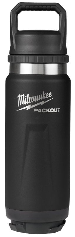 Milwaukee PACKOUT Series 48-82-8396B Insulated Bottle with Chug Lid, 24 oz Capacity, Stainless Steel, Black