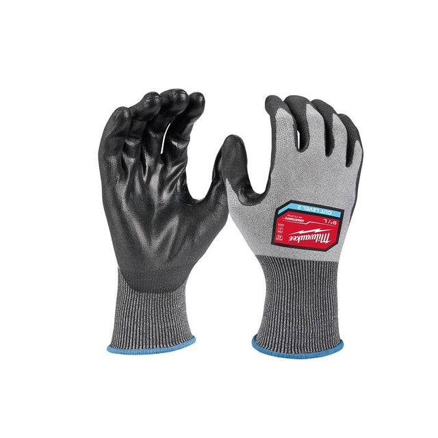 Milwaukee Cut Level 2 Series 48-73-8722 High-Dexterity Dipped Gloves, Unise, L, 9-1/4 in L, Reinforced Thumb, Gray