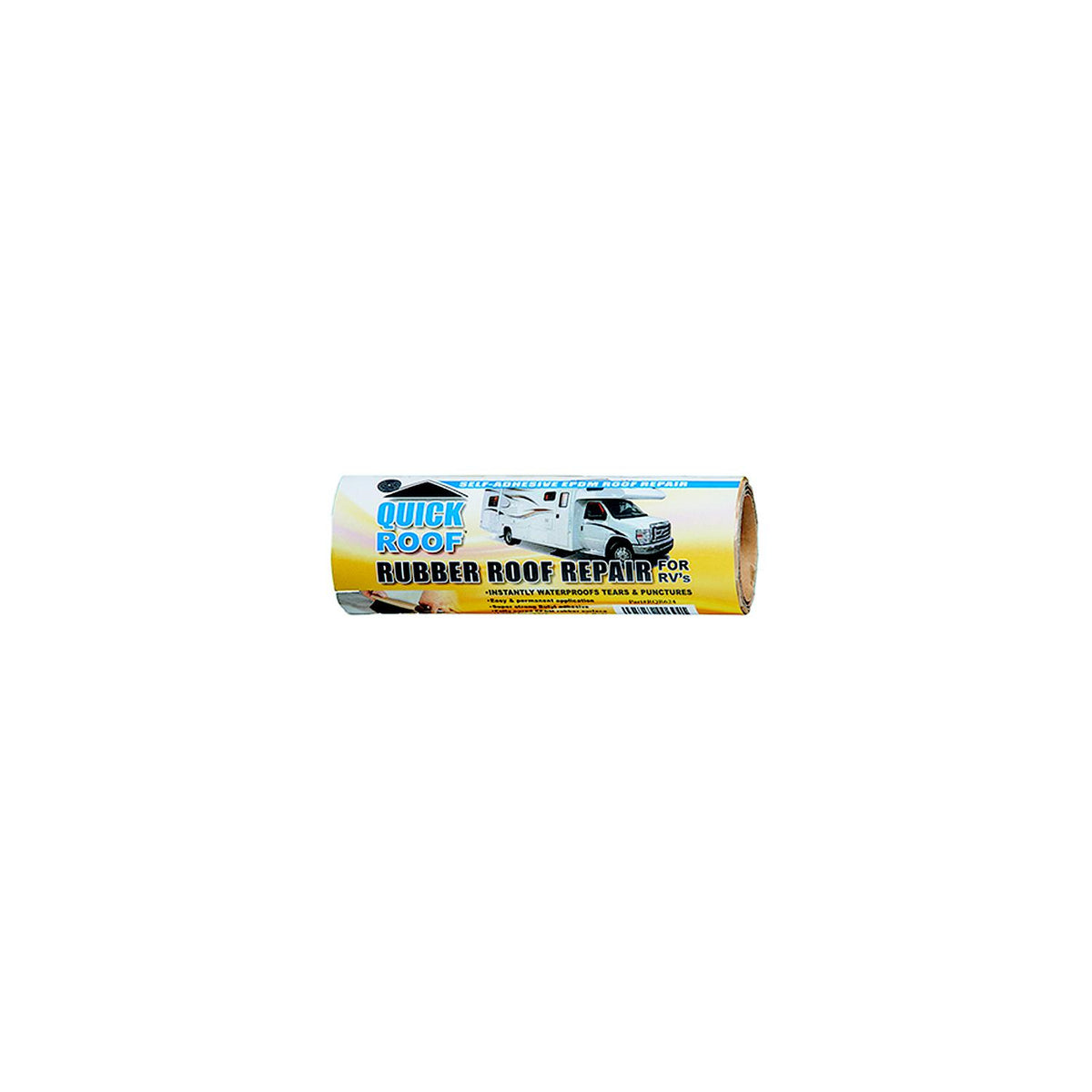 Quick Roof RQR624 Instant Waterproofing For Rubber Roofs, Black Adhesive/White EPDM, 6″ x 24″