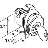Defender Security S 4136 Mailbox Lock, 3/4 in W Dimensions, Tumbler Lock, Keyed Key, Nickel