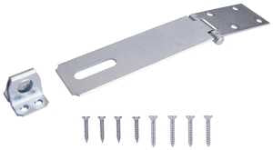 ProSource LR-128-BC3L-PS Safety Hasp, 6 in L, 6 in W, Steel, Zinc, 7/16 in Dia Shackle, Fixed Staple