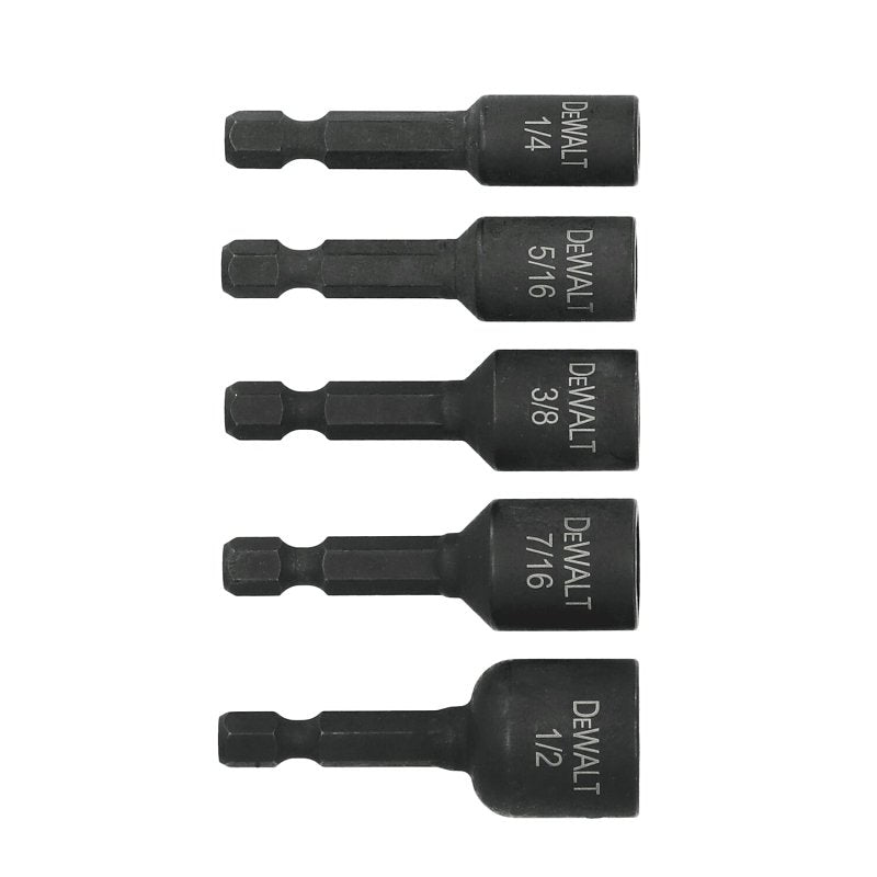 DEWALT ELITE Series DWAFEND5 Nut Driver Set, 5-Piece, Black Oxide, Specifications: 1/4 in Hex Shank