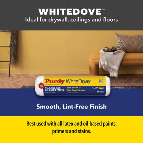 Purdy White Dove Woven Fabric 6.5 in. W X 1/4 in. Jumbo Mini Paint Roller Cover 2 pk