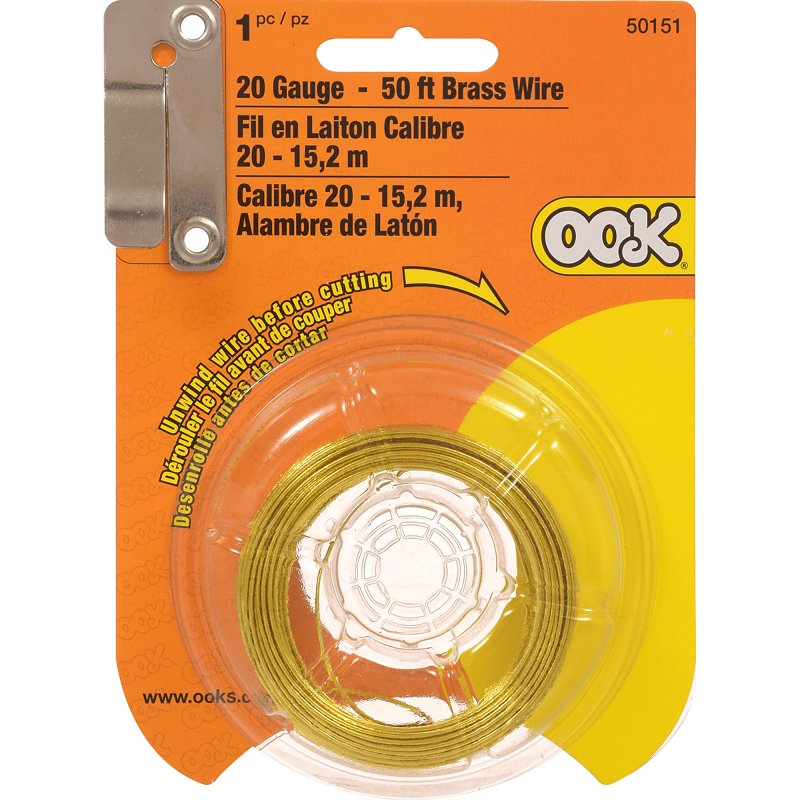 Hillman 50151 Utility Wire, 50 ft L, 20 ga Gauge, Brass