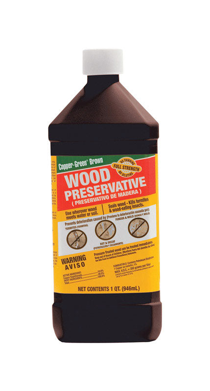 Copper Green Flat Brown Oil-Based Wood Preservative 1 qt, Pack of 12