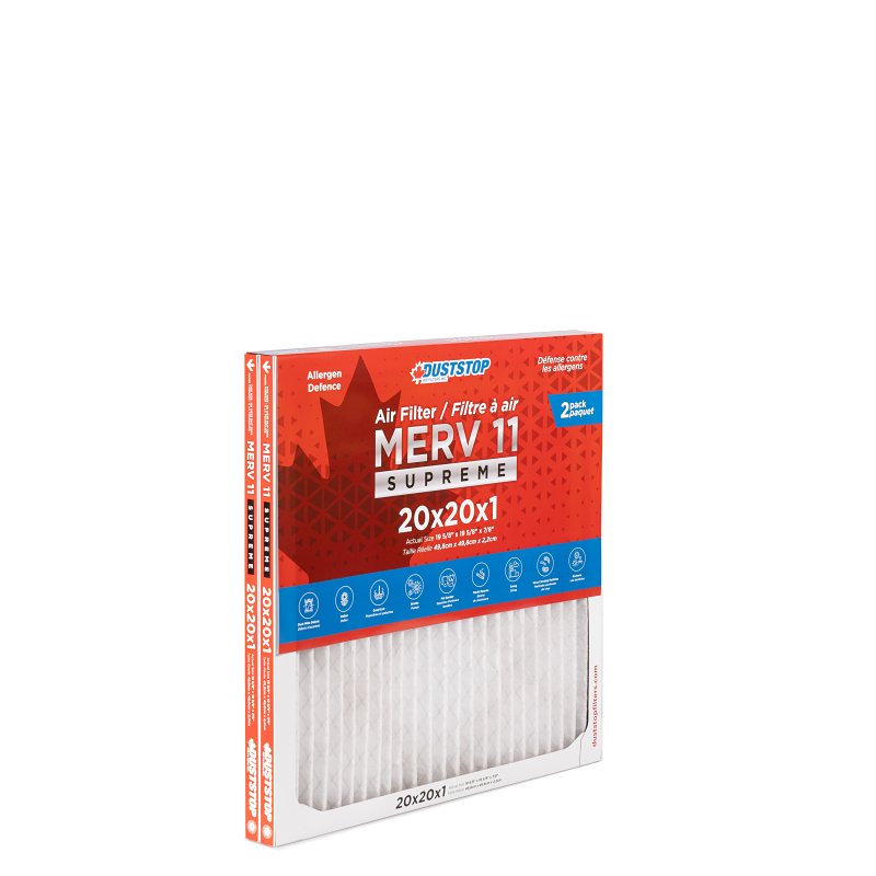 Duststop DP2020M11PR2 Air Filter, 20 in L, 20 in W, 11 MERV, Pack of 6
