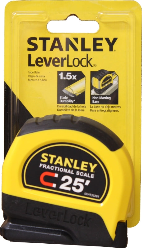 STANLEY STHT33281L Tape Measure, 25 ft L Blade, 1 in W Blade, Steel Blade, ABS Case, Black/Yellow Case