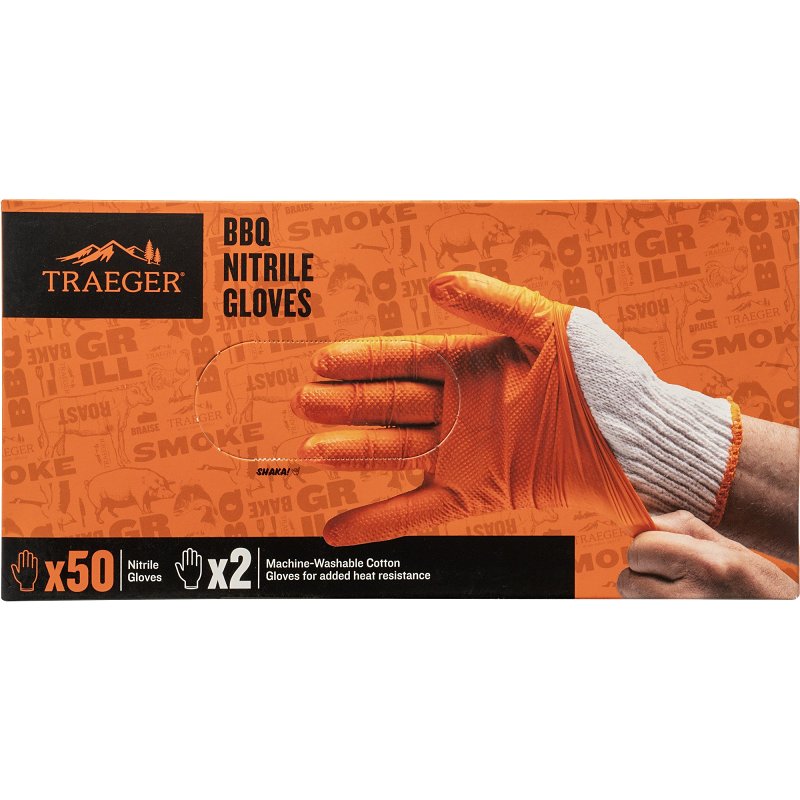 Traeger BAC824 BBG Gloves Kit, Cotton/Nitrile, Orange