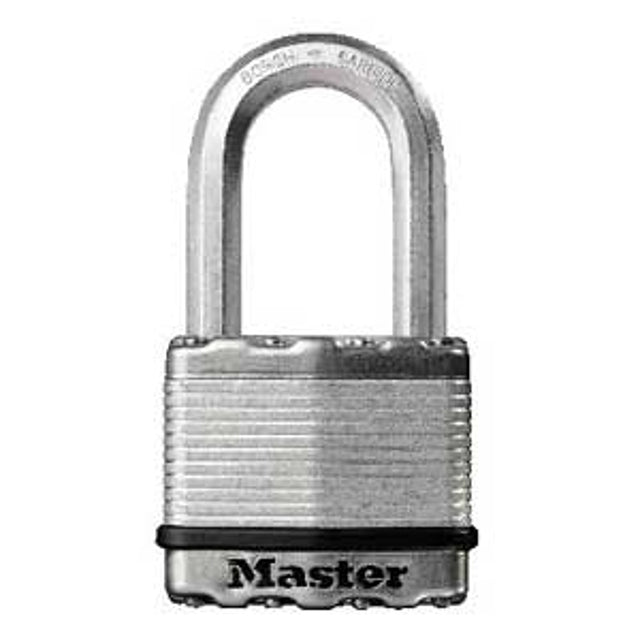 Master Lock Magnum Series M5BLCDLJHC Padlock, 2 in W Body, Different Key, 3/8 in Dia Shackle, Silver