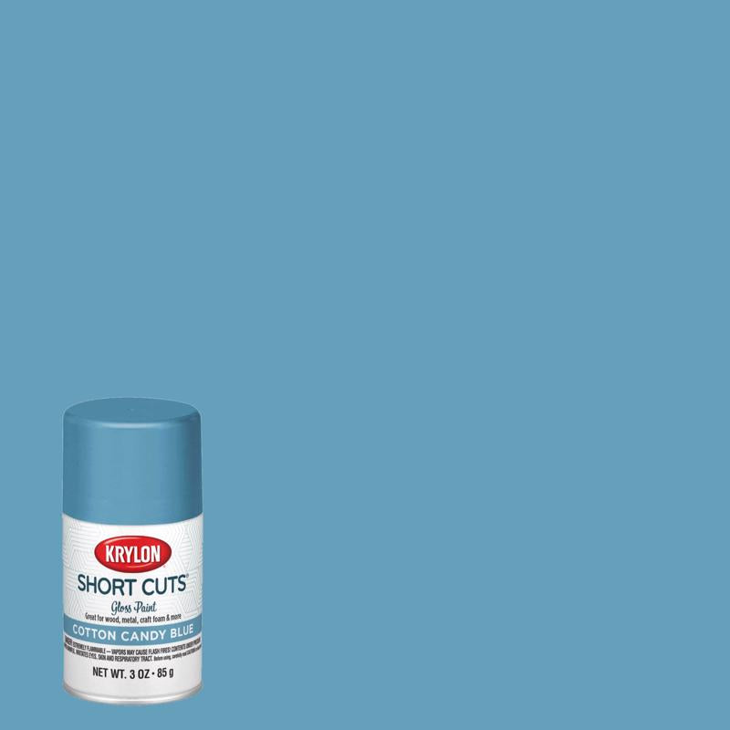 Krylon Short Cuts Gloss Cotton Candy Blue Spray Paint 3 oz, Pack of 6