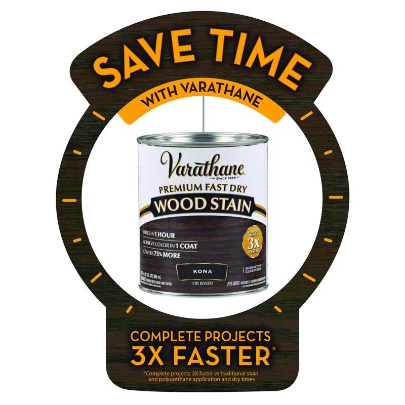 Varathane Premium Semi-Transparent Ebony Oil-Based Urethane Modified Alkyd Fast Dry Wood Stain 1 qt, Pack of 2