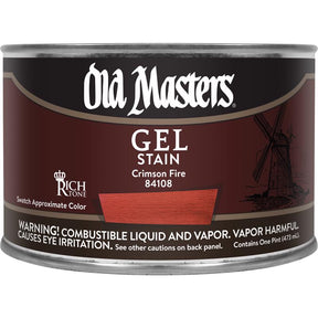 Old Masters Semi-Transparent Crimson Fire Oil-Based Alkyd Gel Stain 1 pt, Pack of 4