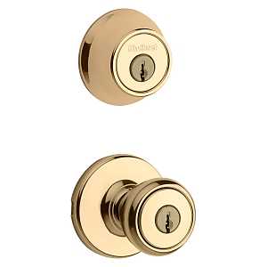 Kwikset 690T 3CP6ALRCSK6 Combination Lockset, Knob Handle, Tylo Design, Polished Brass, 3 Grade