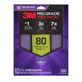 Pro Grade Precision SHR80-PGP-10T Sanding Sheet, 9 in L, 11 in W, Coarse, 80 Grit, Ceramic Alumina Abrasive