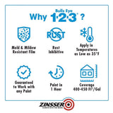 Zinsser Bulls Eye 123 White Water-Based Styrenated Acrylic Primer and Sealer 1 gal, Pack of 4