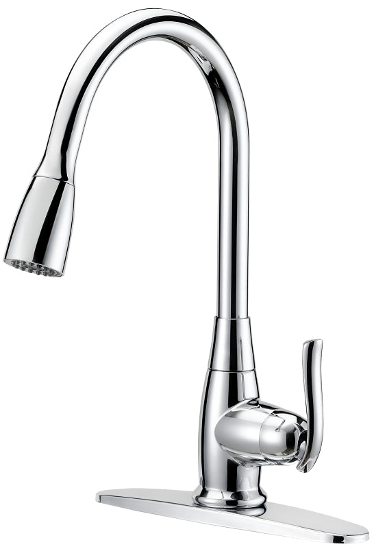 Boston Harbor FP4A0000CP Faucet Pull-Down Kitchen Faucet, 1.8 gpm, 1-Handle, 1, 3-Faucet Hole, Brass/Plastic/Zinc