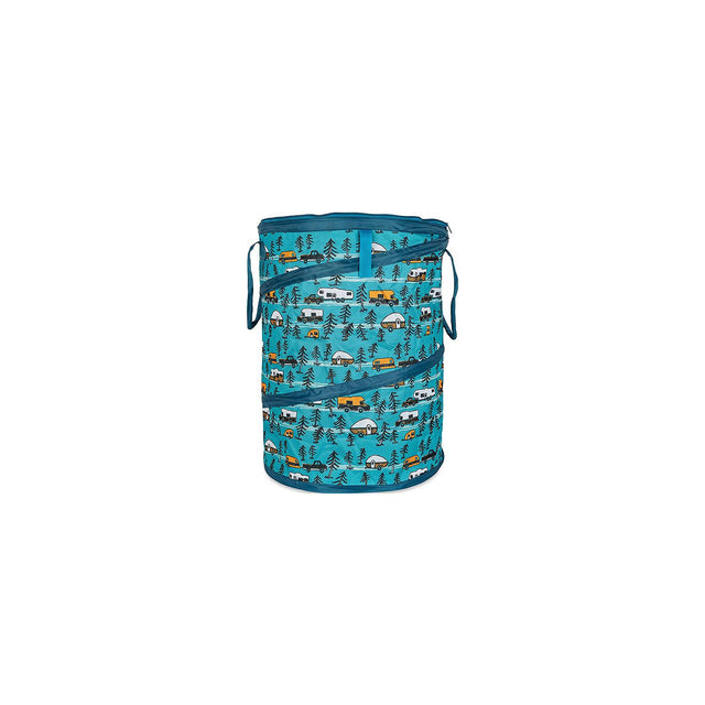 Camco 42987 Pop-Up Utility Container, Teal/ Sketched RVs, 30 Gal.