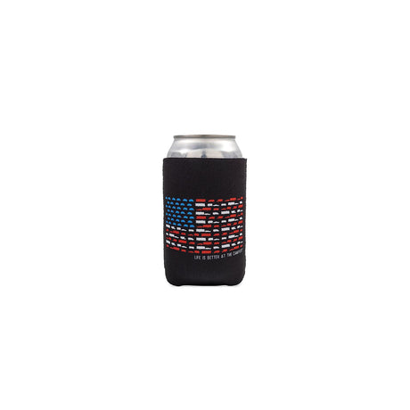 Camco 53378 Life Is Better At The Campsite Can Holder, Black, US Flag