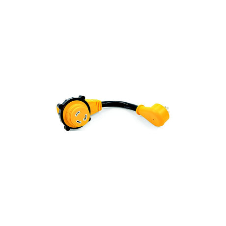 Camco 55636 90° Powergrip Locking Dogbone Adapter, 15A to 30A