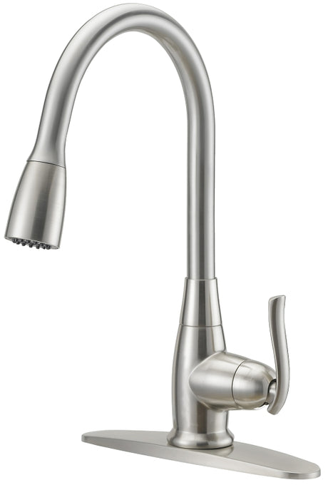Boston Harbor FP4A0000NP Faucet Pull-Down Kitchen Faucet, 1.8 gpm, 1-Faucet Handle, 1, 3-Faucet Hole, Stainless Steel