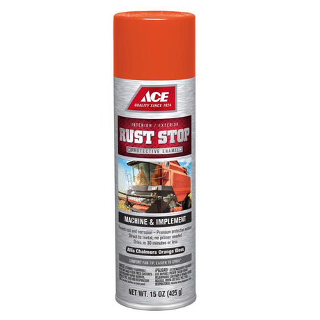 Ace Rust Stop Machine & Implement Gloss Allis Chalmers Orange Protective Enamel Spray Paint 15 oz, Pack of 6