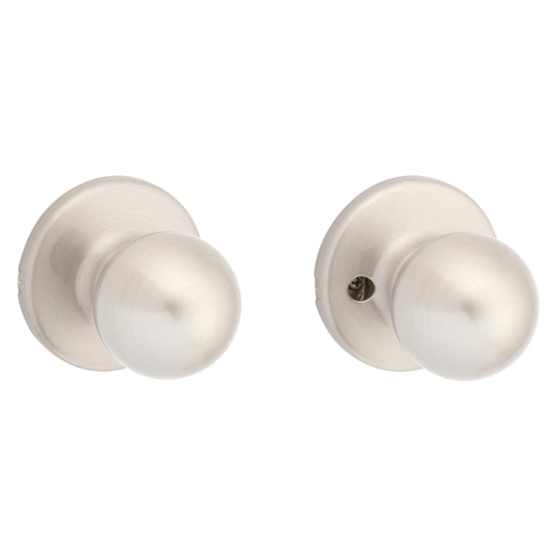 Kwikset 200P 15 6AL RCS V1 Passage Knob, Knob Handle, Zinc, Satin Nickel, 2-3/8 to 2-3/4 in Backset, 2-1/4 in Strike