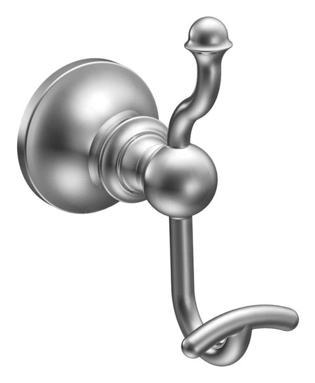 Moen Vale Series DN4403CH Robe Hook, 30 lb, 2-Hook, Zinc, Chrome, Wall Mounting