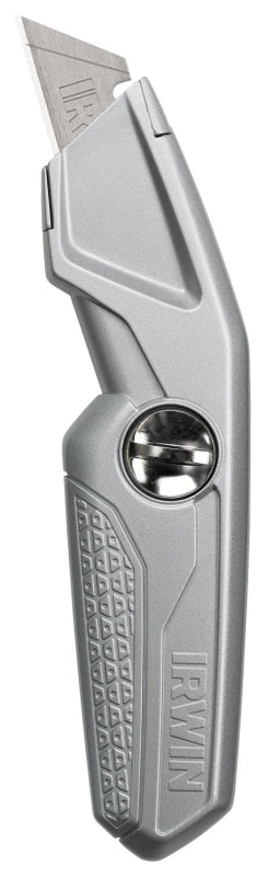 Irwin 1774103 Utility Knife, 2-1/2 in L Blade, 3-1/2 in W Blade, Carbon Steel Blade, Ergonomic Handle, Silver Handle