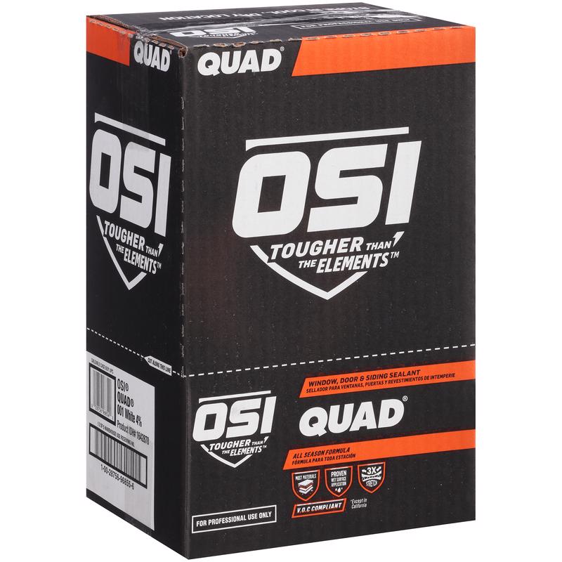 OSI Quad White Elastomeric Polymers Door/Siding/ Window Sealant 10 oz, Pack of 12