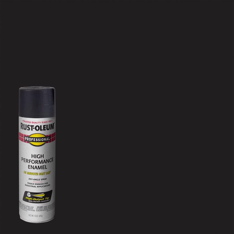 Rust-Oleum Professsional Semi-Gloss Black High Performance Enamel Spray 15 oz, Pack of 6