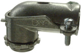 Halex 11005B Flex Connector, 1/2 in, 90 deg Angle, Zinc, 25/BX