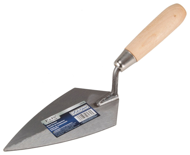 Vulcan DYT10503L Brick Trowel, 7 in L Blade, 3-1/2 in W Blade, Steel Blade, Ergonomic Handle
