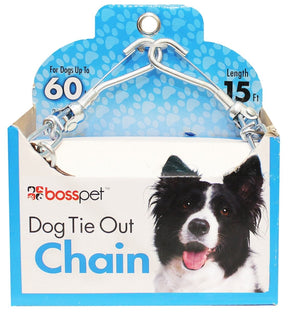 Guardian Gear 43715 Pet Tie-Out Chain, Twist Link, 15 ft L Belt/Cable, Steel, For: Large Dogs Up to 60 lb
