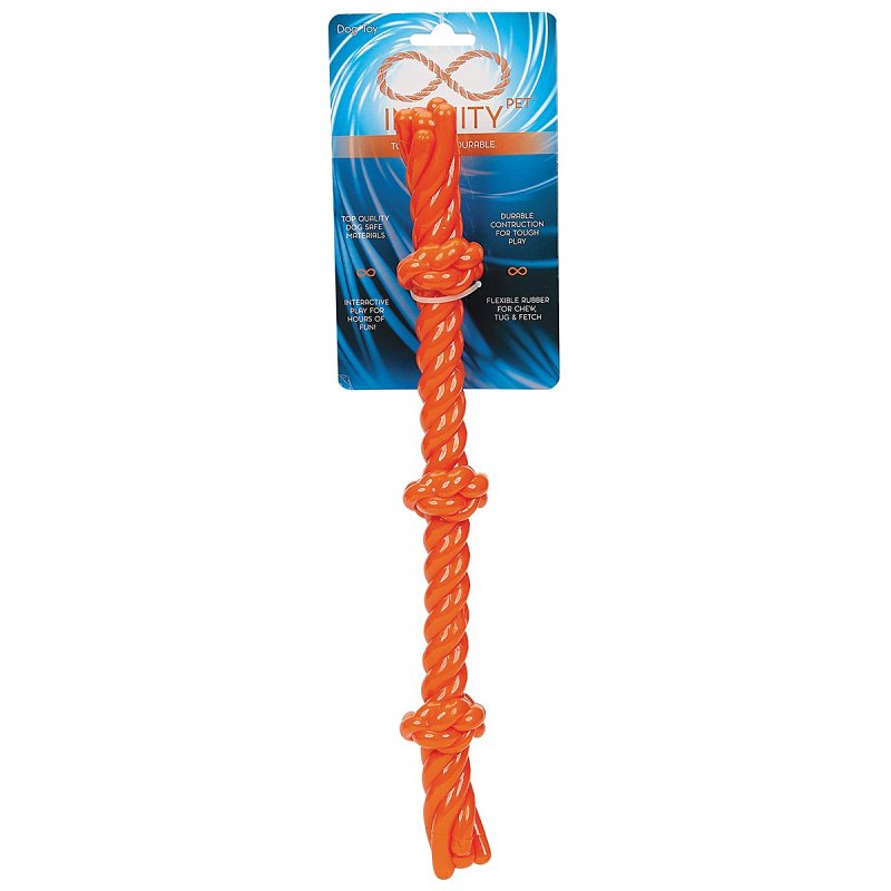 Infinity ZD2056 69 Dog Toy, 3-Knot Rope, TPR, Orange