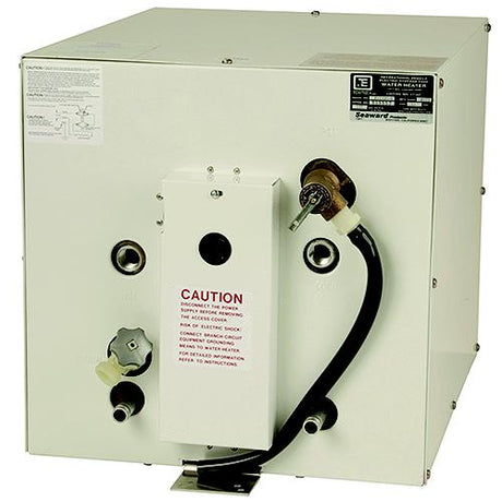 Seaward S1100W 120V AC 11 Gallon Water Heater With Rear Heat Exchanger, White Epoxy Coated Aluminum Exterior