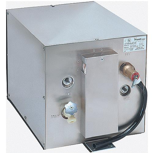 Seaward S600W 120V AC 6 Gallon Water Heater With Rear Heat Exchanger, White Epoxy Coated Aluminum Exterior