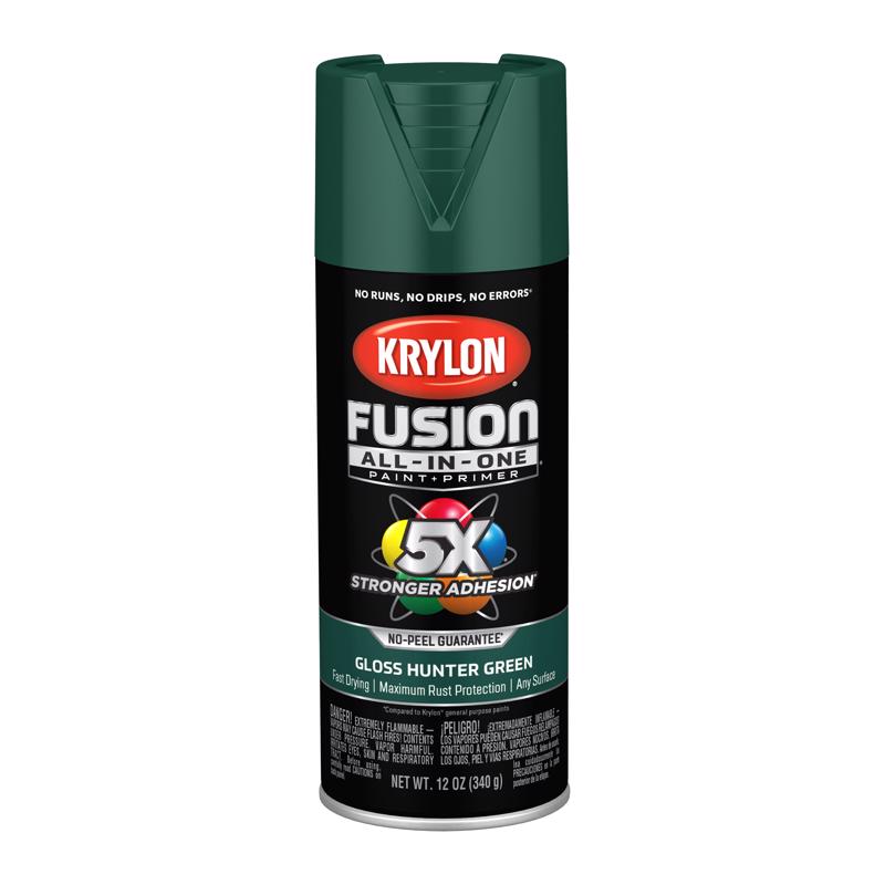 Krylon Fusion All-In-One Gloss Hunter Green Paint+Primer Spray Paint 12 oz, Pack of 6