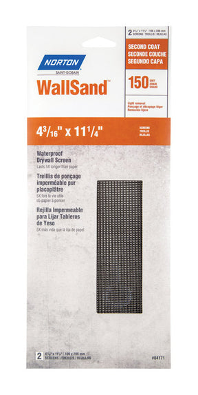Norton WallSand 11-1/4 in. L X 4-3/16 in. W 150 Grit Silicon Carbide Waterproof Drywall Screen 2 pk