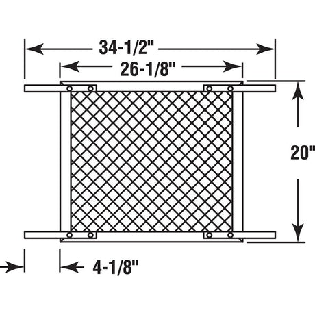 Make-2-Fit PL 15517 Hinged Screen Door Grill, 34-1/2 in W, 20 in H, Plastic, For: 30 to 36 in W Sliding Screen Doors