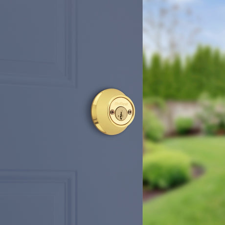 Kwikset 665 Series 665 3 SMT Deadbolt, 3 Grade, Keyed Key, Zinc, Polished Brass, 2-3/8 to 2-3/4 in Backset