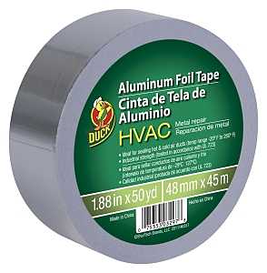 Duck 240225 Foil Tape, 50 yd L, 1.88 in W, Silver