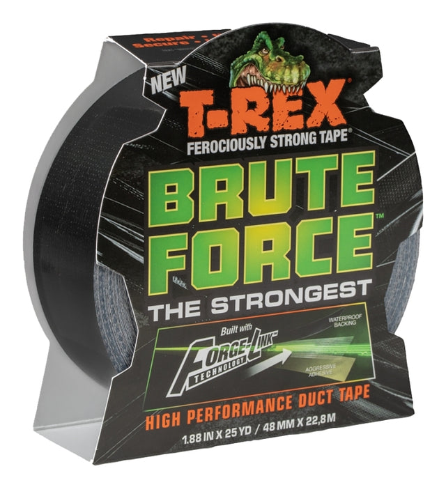T-Rex Brute Force PC 945 Series 242703 Duct Tape, 25 yd L, 1.88 in W, Cloth Backing, Black