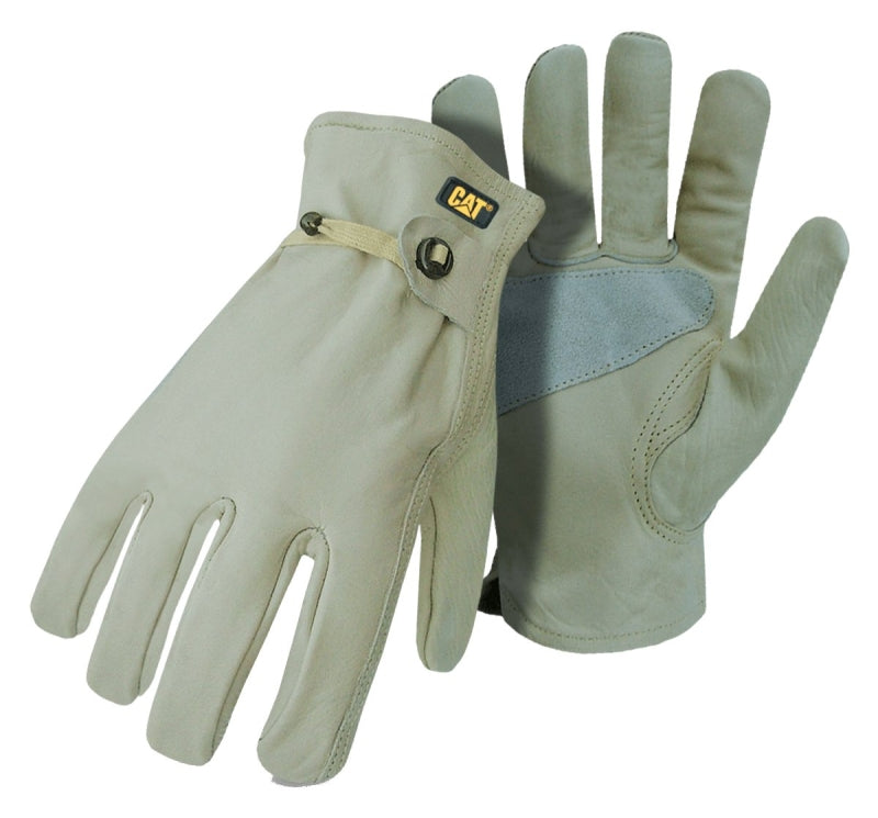 Cat CAT012110J Gloves, Men's, Jumbo, Keystone Thumb, Ball and Tape Cuff, Cowhide Leather, Tan
