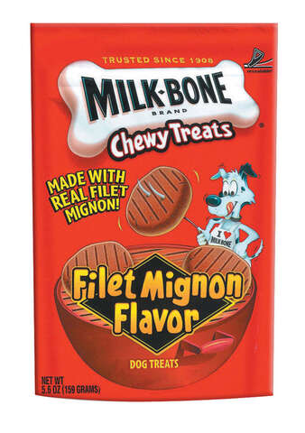 Milk Bone Chewy Treats Filet Mignon Flavor Biscuit For Dogs 5.6 oz 1 pk, Pack of 10